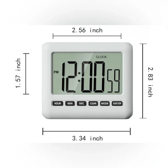 12/24 Hour Magnetic Kitchen Timer Digital Clock with Alarm, Large Screen Alarm a - Picture 4 of 7